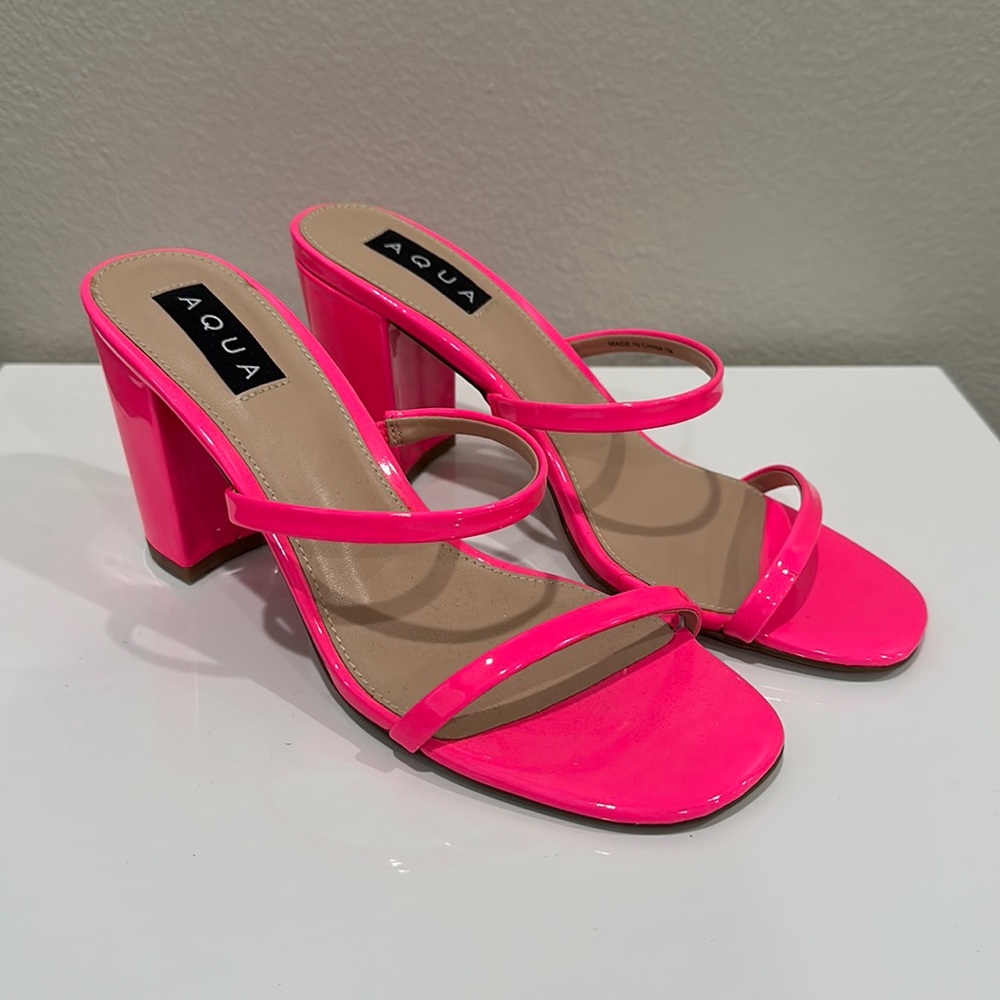 NEW  Neon Pink Sandals With a Chunky Heel